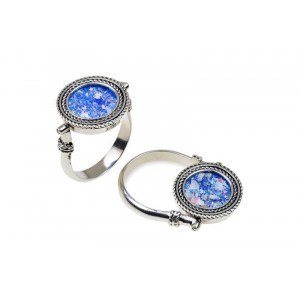 Ring in Sterling Silver and Roman Glass-Rafael Jewelry