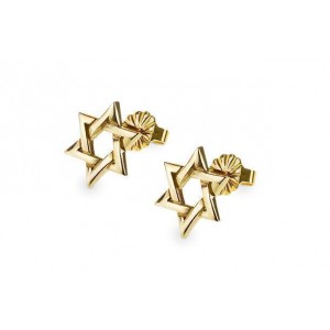 Rafael Jewelry Designer 14k Yellow Gold Star of David Stud Earrings Ohrringe