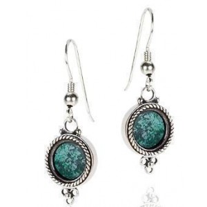 Rafael Jewelry Sterling Silver Round Earrings with Eilat Stone & Filigree Ohrringe