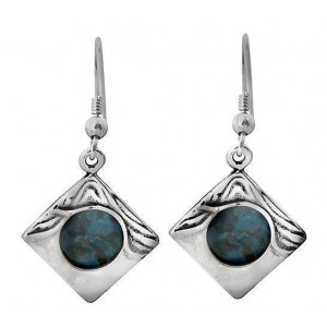 Square Sterling Silver Earrings with Eilat Stone by Rafael Jewelry Ohrringe
