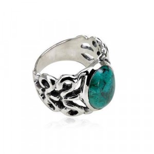 Sterling Silver Ring with Oval Eilat Stone by Rafael Jewelry Künstler & Marken