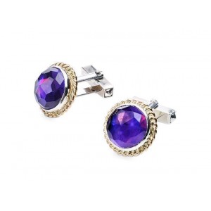 Round Cufflinks with Amethyst in Sterling Silver & 9k Gold by Rafael Jewelry Accessoires