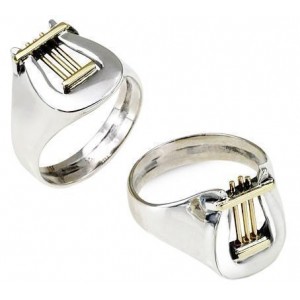 David’s Harp Ring in Sterling Silver & 9k Yellow Gold by Rafael Jewelry Jüdische Ringe