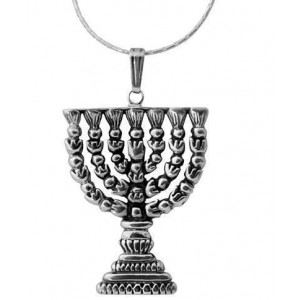 Sterling Silver Menorah Pendant by Rafael Jewelry Jüdischer Schmuck
