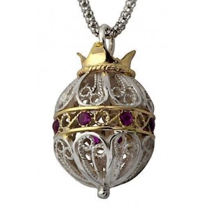 Rafael Jewelry Pomegranate 3D Pendant in Sterling Silver and 9k yellow gold with Ruby Künstler & Marken
