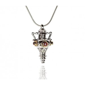 Water Jug Pendant in Sterling Silver with Yellow Gold & Garnet by Rafael Jewelry Ketten & Anhänger