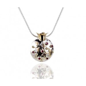 Pomegranate Pendant in Sterling Silver with Yellow Gold & Ruby by Rafael Jewelry Künstler & Marken