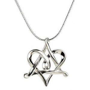 Star of David & Heart Pendant in Sterling Silver by Rafael Jewelry Davidstern Kollektion