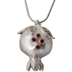 Rafael Jewelry Pomegranate Pendant in Sterling Silver with Ruby in Yellow Gold Ketten & Anhänger