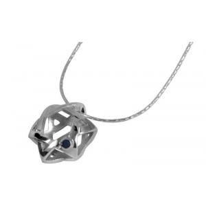 Rafael Jewelry Star of David Pendant in Sterling Silver with Sapphire Sterling Silber
