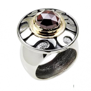 Sterling Silver Ring with Garnet & 14k Yellow Gold Rafael Jewelry Künstler & Marken