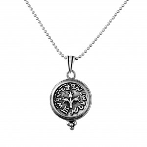 Sterling Silver Pendant with Ancient Israeli Coin Design by Rafael Jewelry Jüdischer Schmuck