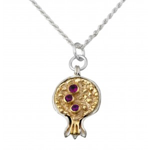 Pomegranate Pendant in Sterling Silver and Gems with Gold-Plating by Rafael Jewelry Rafael Jewelry