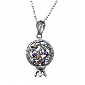 Pomegranate Filigree Pendant in Sterling Silver with Gems by Rafael Jewelry Ketten & Anhänger