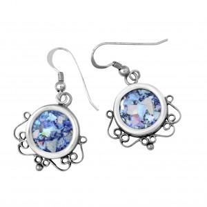 Rafael Jewelry Round Roman Glass Earrings in Sterling Silver Ohrringe