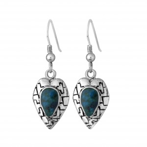 Heart Shaped Earrings with Eilat Stone in Sterling Silver by Rafael Jewelry Ohrringe