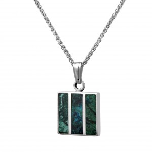 Square Eilat Stone Pendant in Sterling Silver by Rafael Jewelry Israeli Jewelry Designers