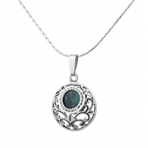 Round Pendant in Sterling Silver with Eilat Stone by Rafael Jewelry
 Israeli Jewelry Designers