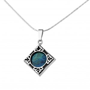 Squared Pendant in Sterling Silver & Eilat Stone by Rafael Jewelry Ketten & Anhänger