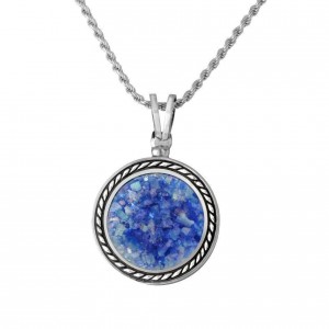 Roman Glass and Sterling Silver Round Pendant by Rafael Jewelry Ketten & Anhänger