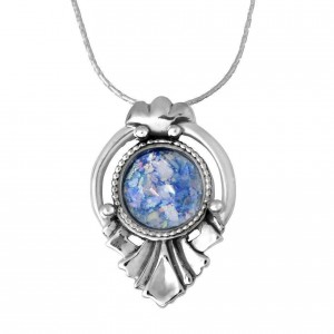 Roman Glass and Sterling Silver Drop Pendant by Rafael Jewelry Ketten & Anhänger
