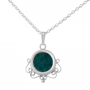 Sterling Silver Filigree Pendant with Eilat Stone Rafael Jewelry Künstler & Marken