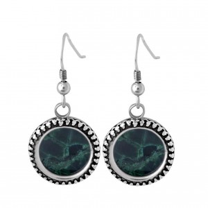 Sterling Silver Filigree Round Earrings with Eilat Stone Rafael Jewelry Ohrringe
