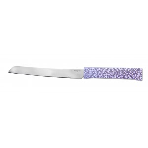Challah Knife with Floral Pattern in Brown Challah Messer