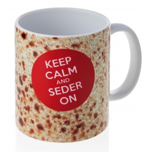 Ceramic Coffee Mug with Matzah Print & Keep Calm Phrase Barbara Shaw