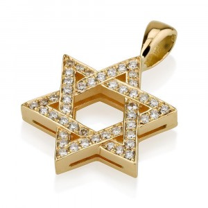 Star of David Pendant with Diamonds in 18K Yellow Gold by Ben Jewelry Bat Mitzvah Schmuck