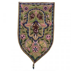 Yair Emanuel Gold Hamsa Shield Tapestry Wall Décor Moderne Judaica