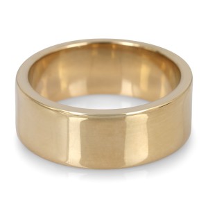 14K Gold Jerusalem-Made Traditional Jewish Flat-Sided Wedding Ring (8 mm) Joias de Casamento