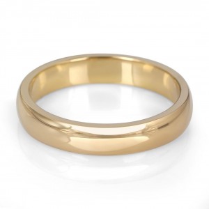 14K Gold Jerusalem-Made Traditional Jewish Wedding Ring With Comfort Edge (4 mm) Jüdische Hochzeit