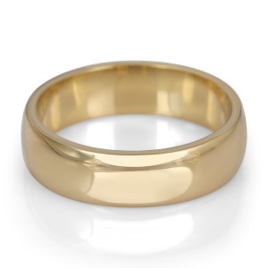 14K Gold Jerusalem-Made Traditional Jewish Wedding Ring With Comfort Edge (6 mm) Joias de Casamento