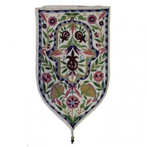 Yair Emanuel Shield Tapestry with Hamsa (Large/White) Das Jüdische Heim
