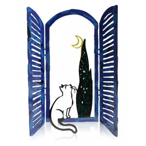 David Gerstein The Cat and The Moon Window Sculpture Israelische Kunst