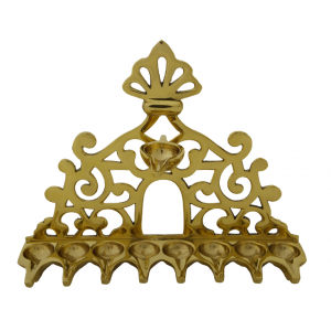 Brass Hanukkah Menorah with 16th Century Italian Design Suporte para Velas