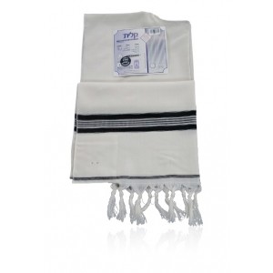 Kalit Wool Talit Katan with Black Stripes and Fringes Tzitzit