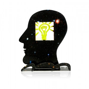 David Gerstein What an Idea Head Sculpture with Galaxy Pattern Israelische Kunst