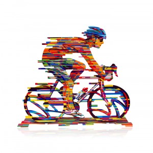 Multi Colored Cyclist Sculpture by David Gerstein Israelische Kunst