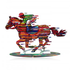 Multi Colored Jockey on Horse Sculpture by David Gerstein Künstler & Marken