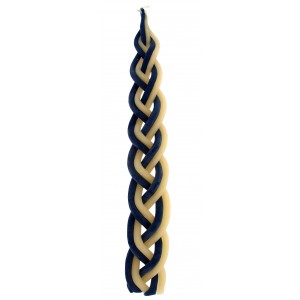 Safed Candles Blue and White Braided Havdalah Candle Jewish Holiday Candles