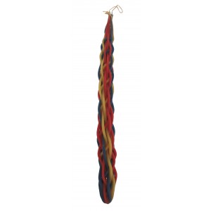 Galilee Style Candles Havdalah Candle with Braided Column in Red, Blue and Yellow
