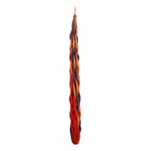 Galilee Style Candles Havdalah Candle with Dark Yellow, Blue and Red Braids