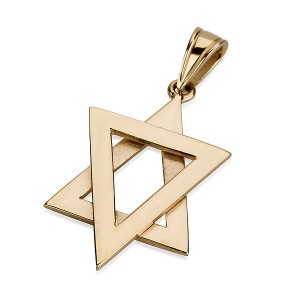 14k Yellow Gold Star of David Pendant with Double Triangle Design Ben Jewellery