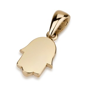 14k Yellow Gold Chamsa Pendant with Polished Surface