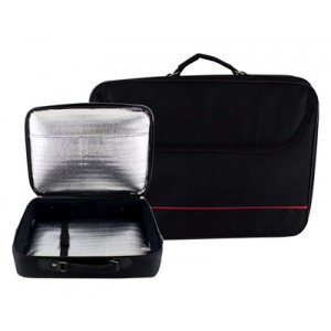 Black Tallit Bag with Thermal Insulation and Thin Red Stripe Tallits