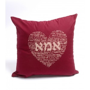 Red Mom-Themed Sofa Cushion with Large Heart and Text by Barbara Shaw Barbara Shaw