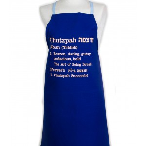 Dark Blue Apron with Chutzpah Definition by Barbara Shaw Aprons and Oven Mitts