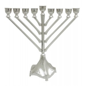 Nickel Hanukkah Menorah with Vertical Design Suporte para Velas